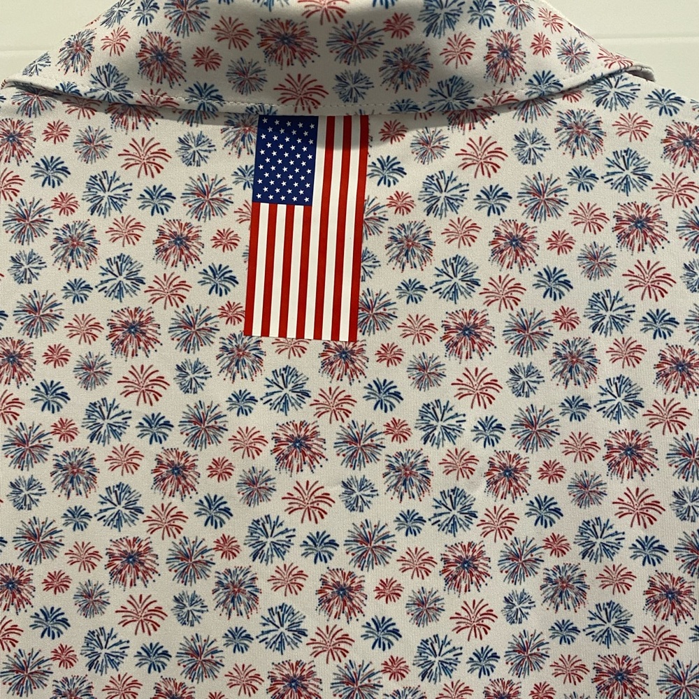 Rhoback Women’s Short sleeve Polo Shirt Fireworks Size Small - Picture 4 of 6